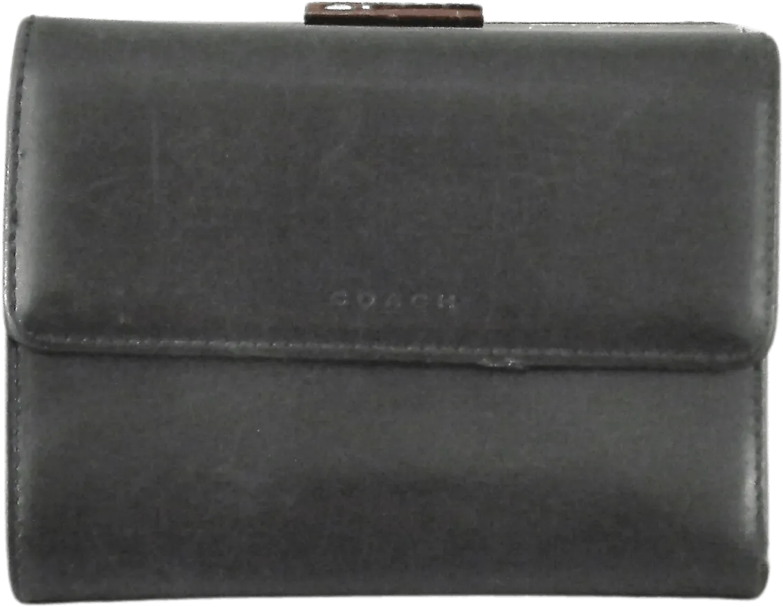 00's Black Polished Calfskin Frame Wallet by Coach