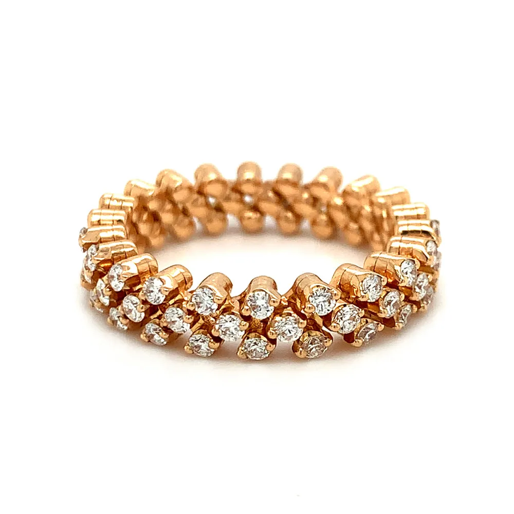 18K Rose Gold Three Row Expandable Brevetto Diamond Ring