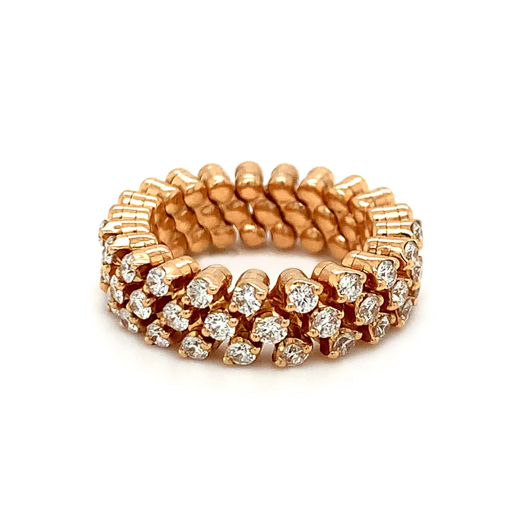 18K Rose Gold Three Row Expandable Brevetto Diamond Ring