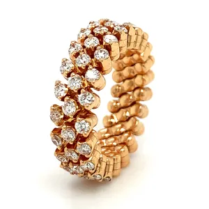 18K Rose Gold Three Row Expandable Brevetto Diamond Ring