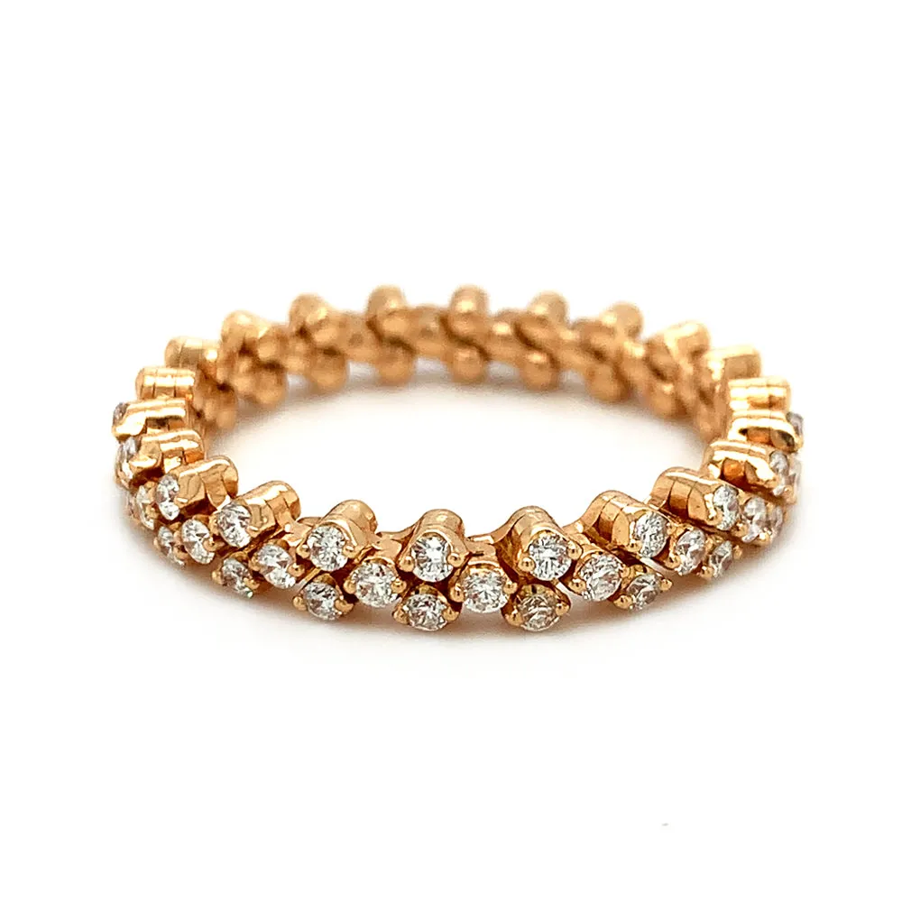 18K Rose Gold Three Row Expandable Brevetto Diamond Ring