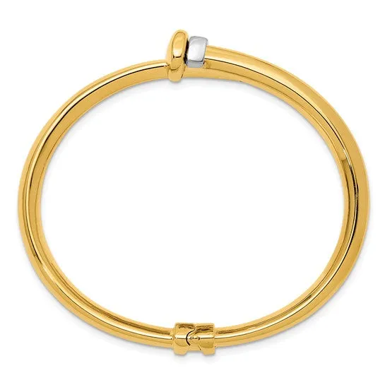 18K Two-tone Bypass Hinged Nail Head Bangle