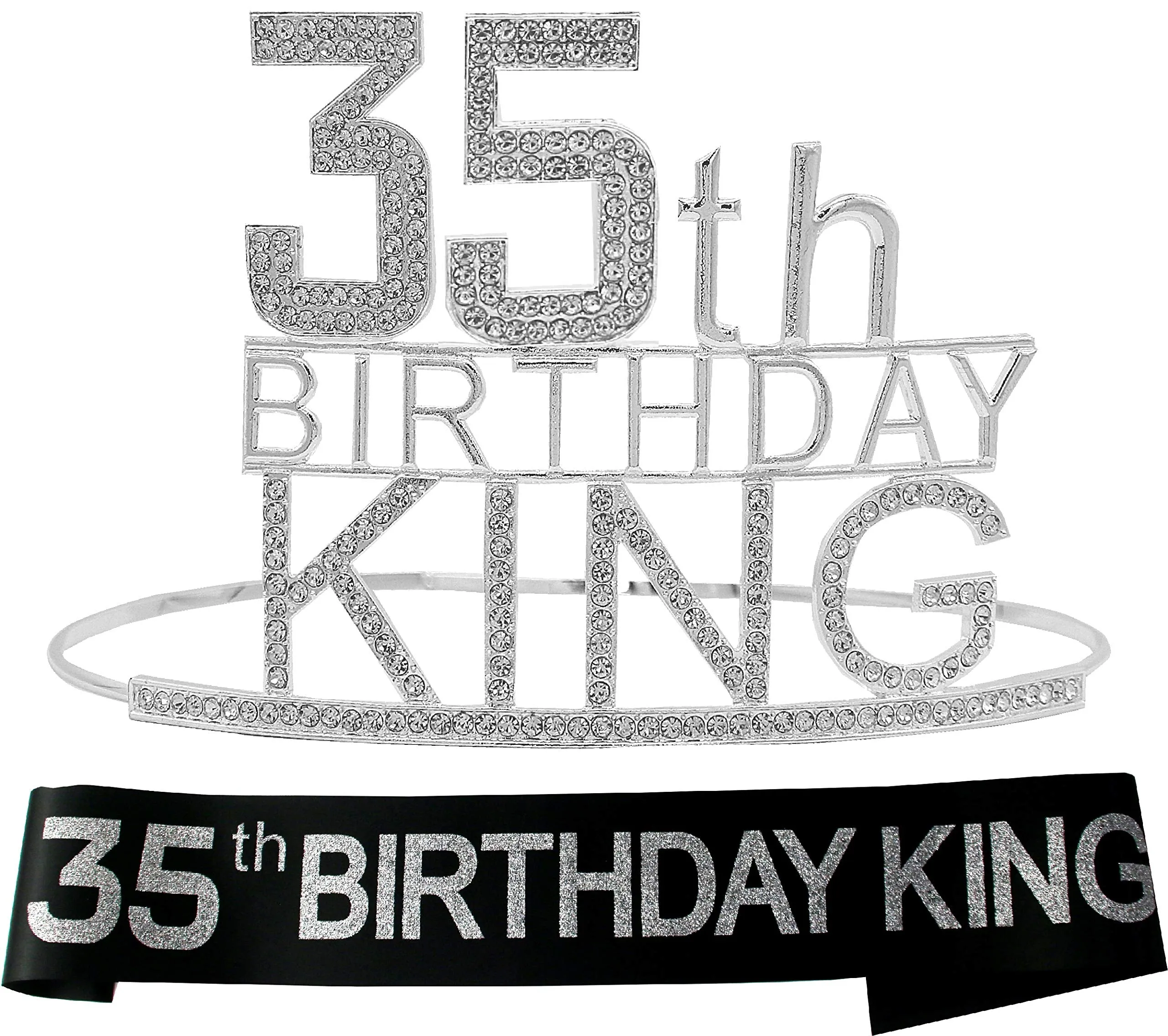 35th Birthday King Crown, 35th Birthday Gifts for Men, 35th Birthday King Sash, 35th