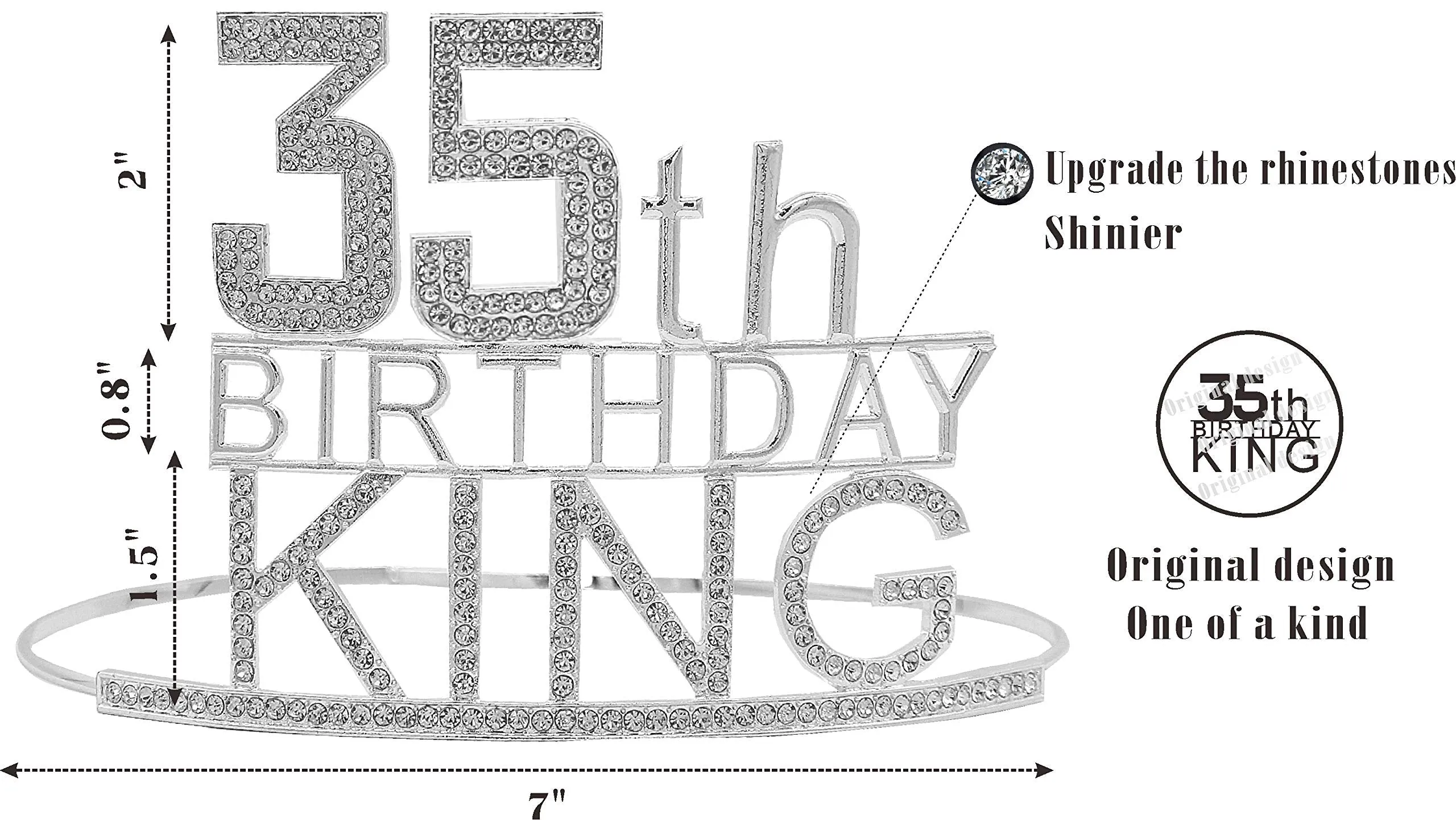 35th Birthday King Crown, 35th Birthday Gifts for Men, 35th Birthday King Sash, 35th