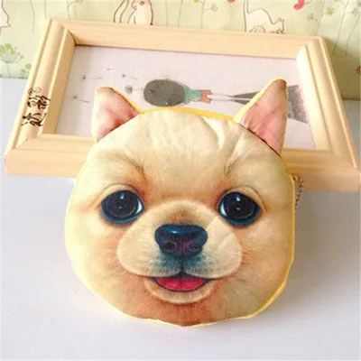 3D girl wallet bag ladies face zipper mini cat coin purses dog children's purse plush bolsa de moeda coins pouch monedero gato