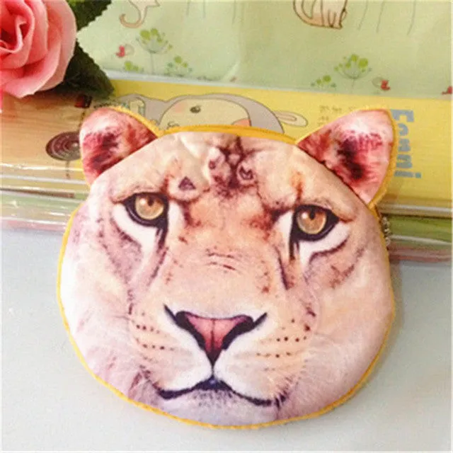 3D girl wallet bag ladies face zipper mini cat coin purses dog children's purse plush bolsa de moeda coins pouch monedero gato