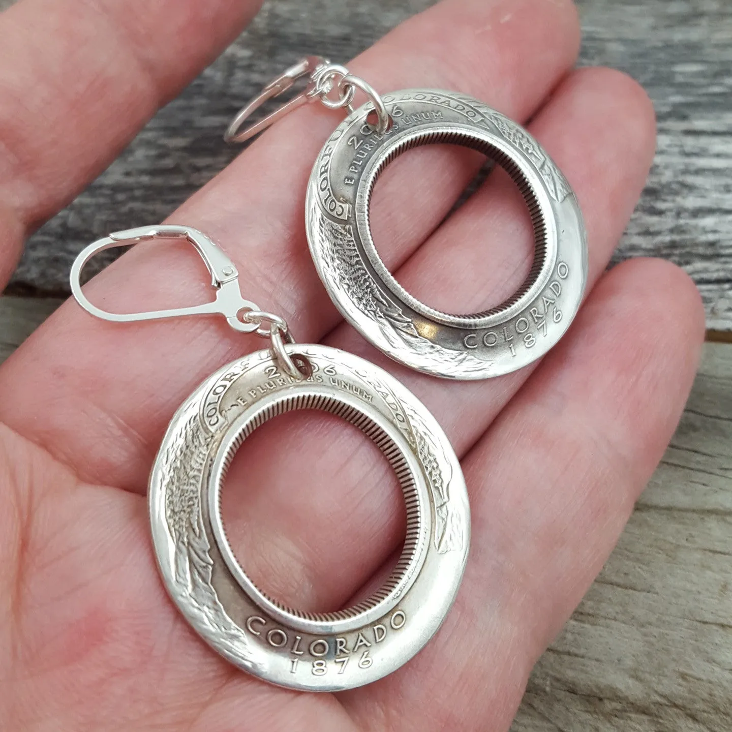 90% Silver State Quarter Inside Out Coin Earrings