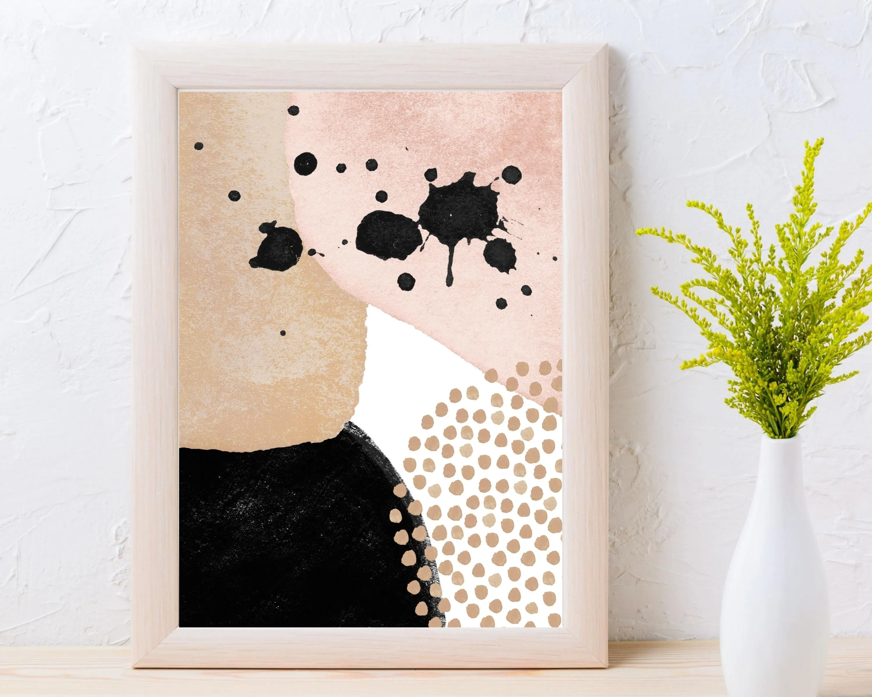 Abstract Boho Art Prints | Blush Pink Black Beige