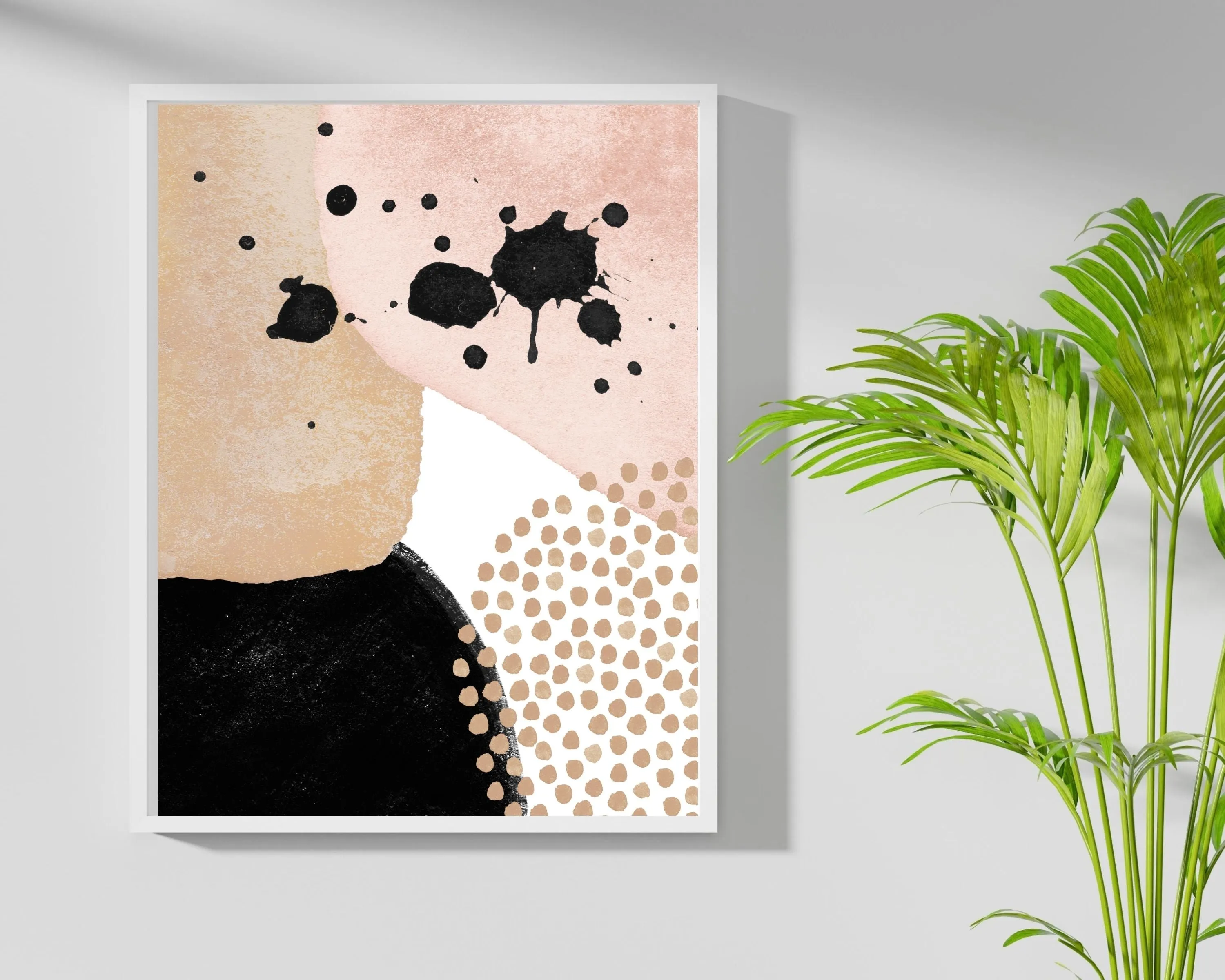 Abstract Boho Art Prints | Blush Pink Black Beige