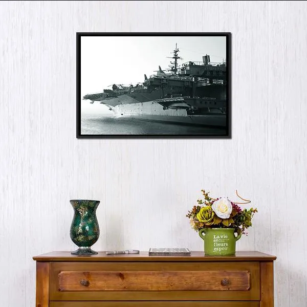 Aircraft Carrier In Ocean Canvas Wall Art