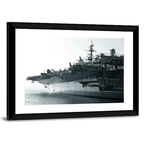 Aircraft Carrier In Ocean Canvas Wall Art