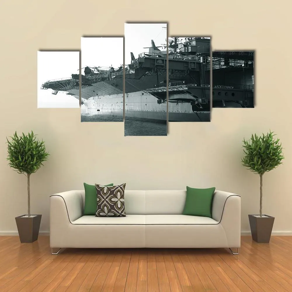 Aircraft Carrier In Ocean Canvas Wall Art