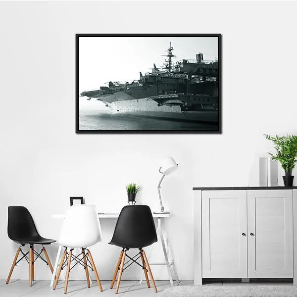 Aircraft Carrier In Ocean Canvas Wall Art