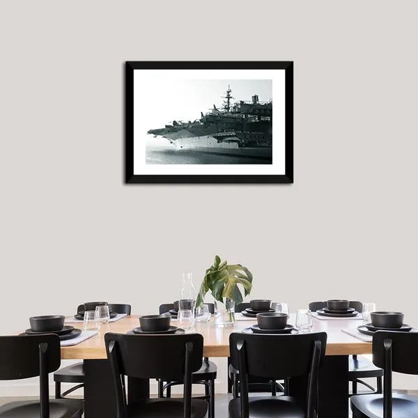 Aircraft Carrier In Ocean Canvas Wall Art