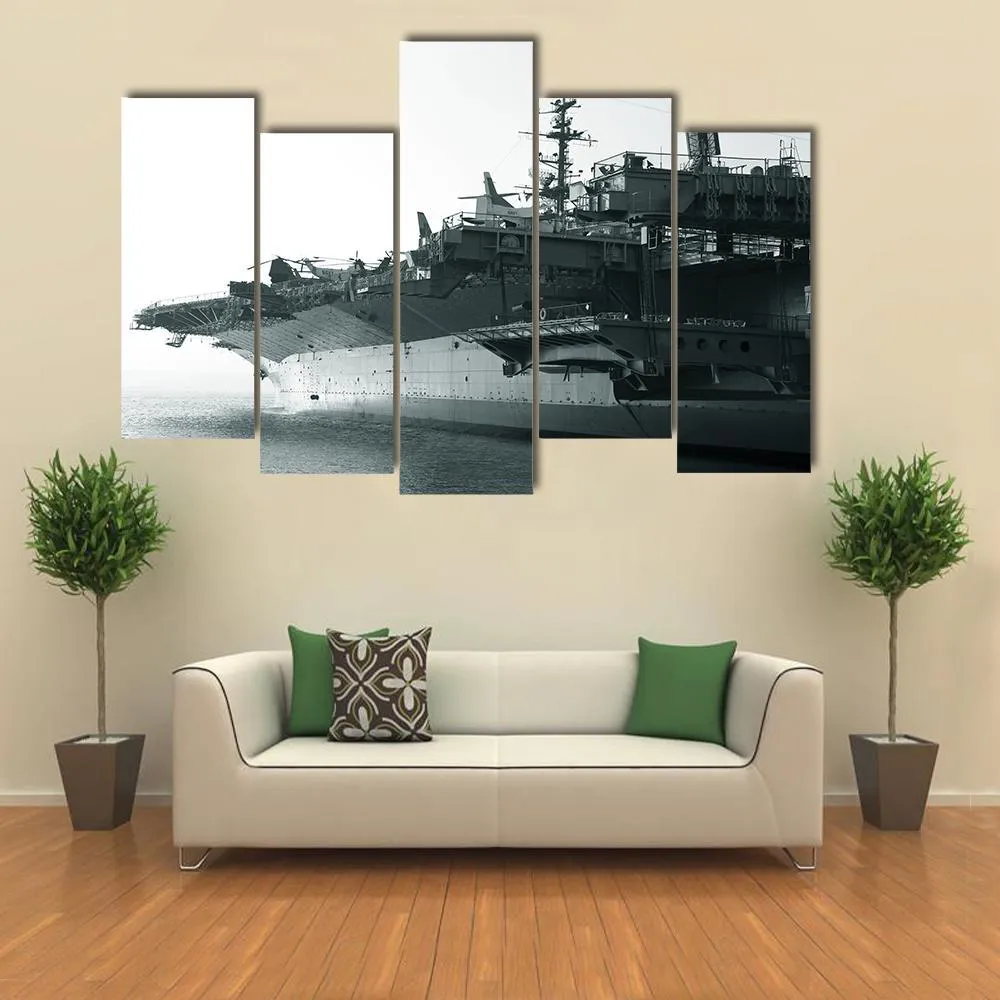 Aircraft Carrier In Ocean Canvas Wall Art