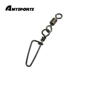 AMYSPORTS 100pcs/Pack Fishing Rolling Swivels with Coastlock Snap (Black)