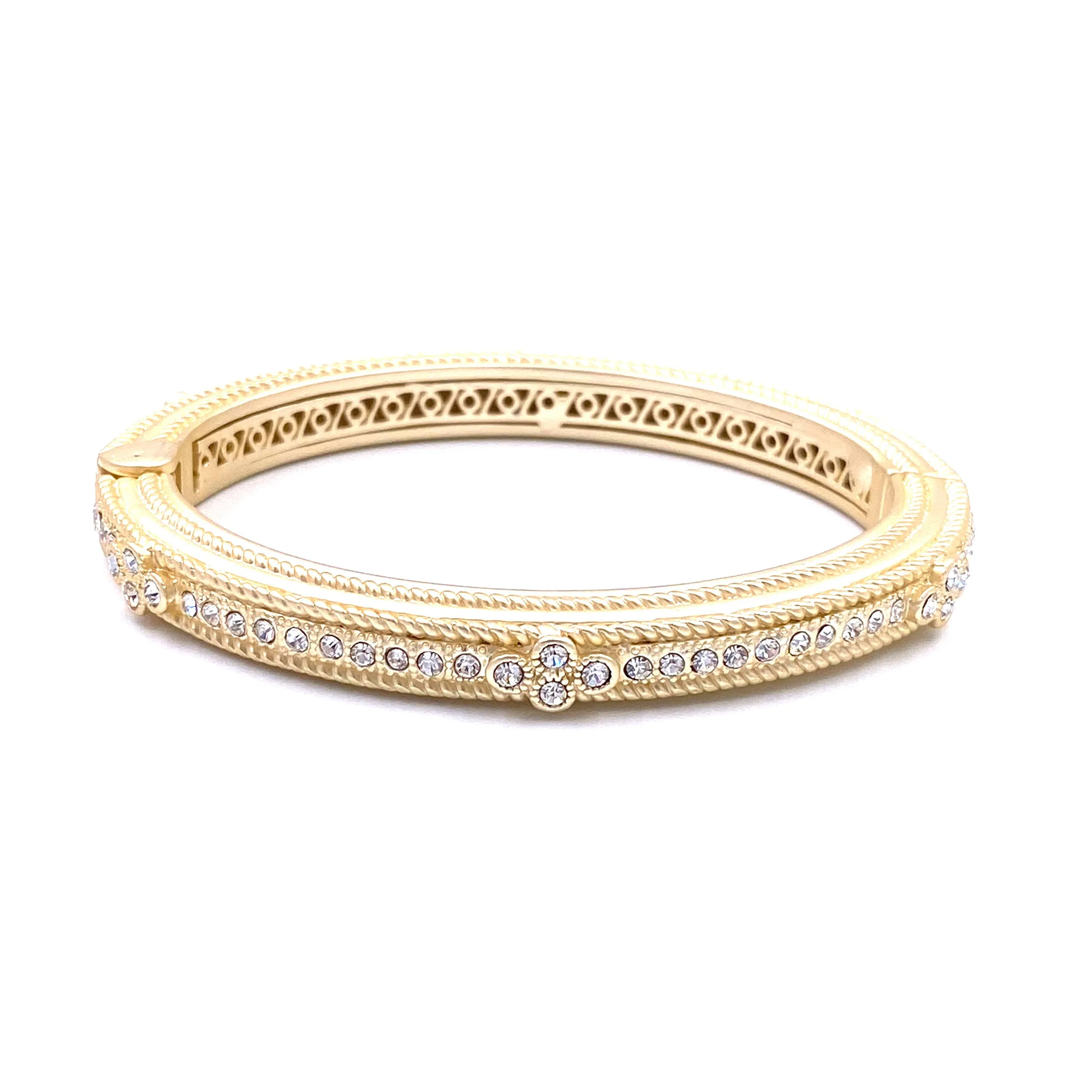 Ashley Gold Stainless Steel Antique CZ Design Bangle