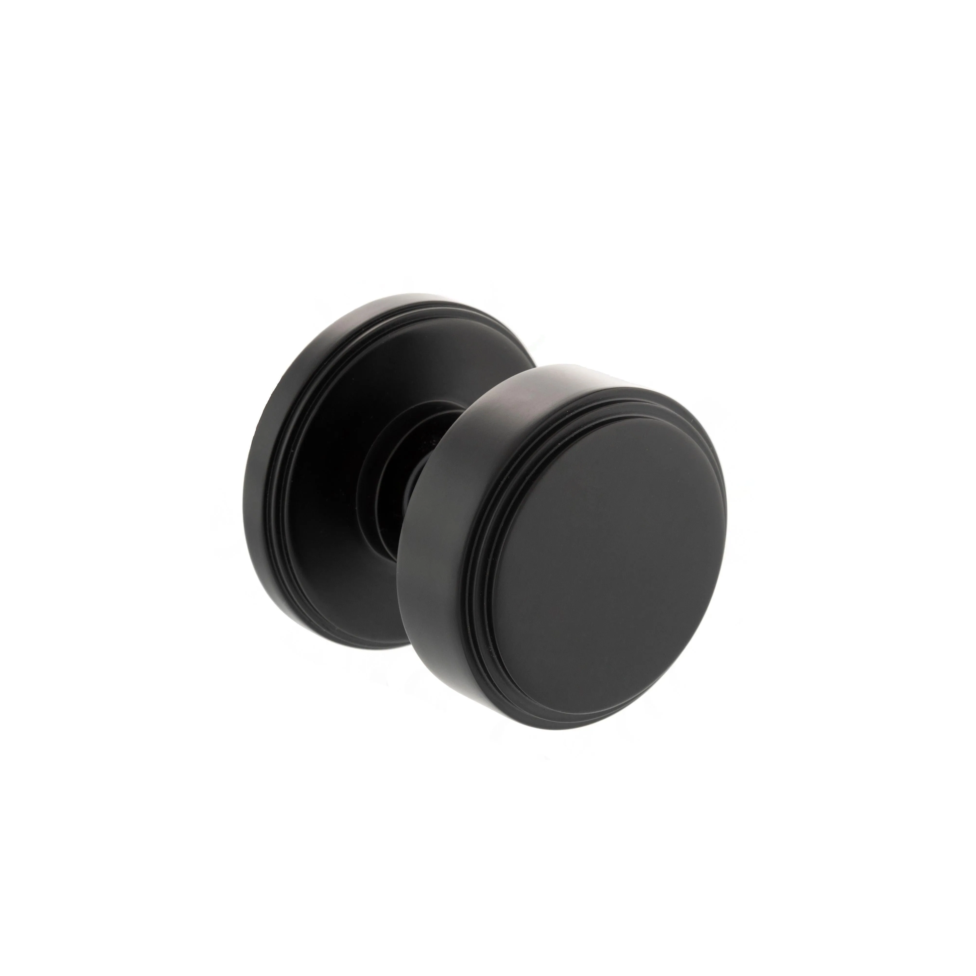 Atlantic Boulton Solid Brass Stepped Mortice Knob on Concealed Fix Rose - Matt Black