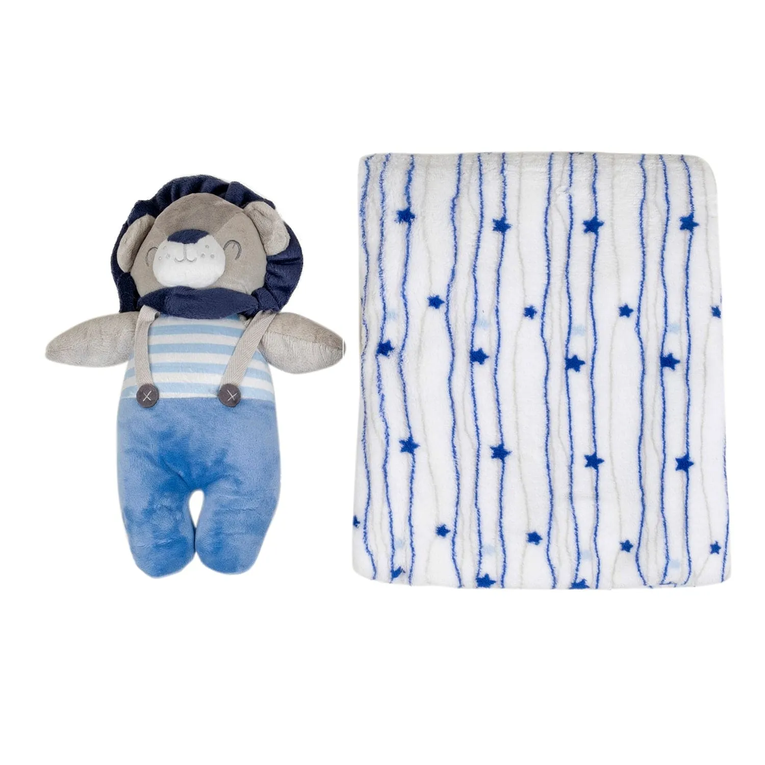 Baby Moo Bear Snuggle Buddy Soft Rattle and Plush Blanket Gift Toy Blanket - Blue