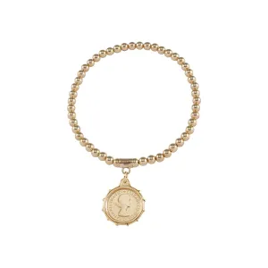 BALL BRACELET WITH ANTIQUE THREEPENCE