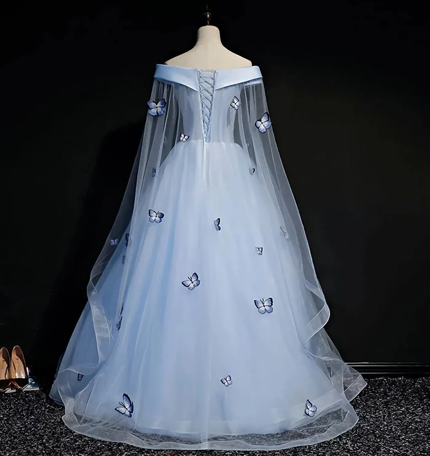 Beautiful Light Blue Ball Gown Lace Up Party Dress Blue Prom Dress 2025