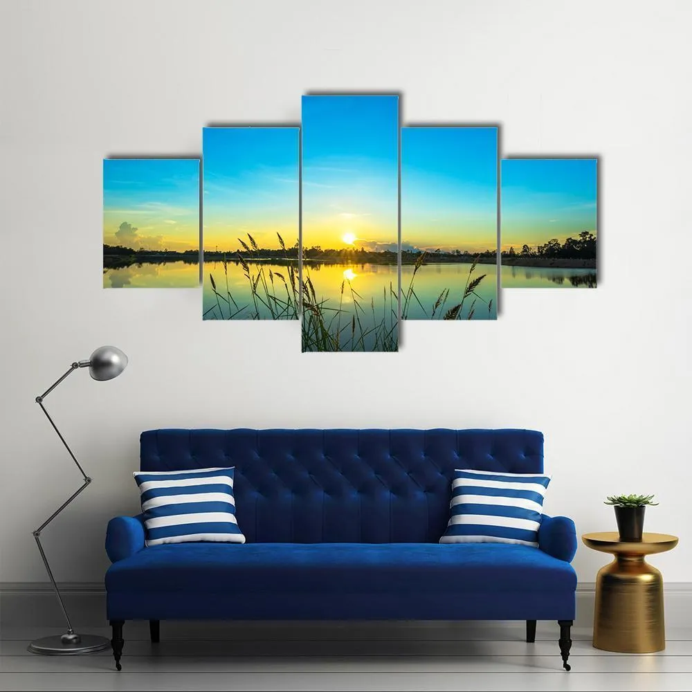 Blue Sky At Calm Lake Canvas Wall Art