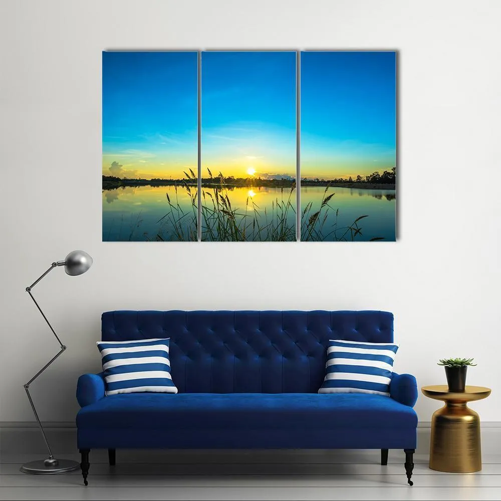 Blue Sky At Calm Lake Canvas Wall Art