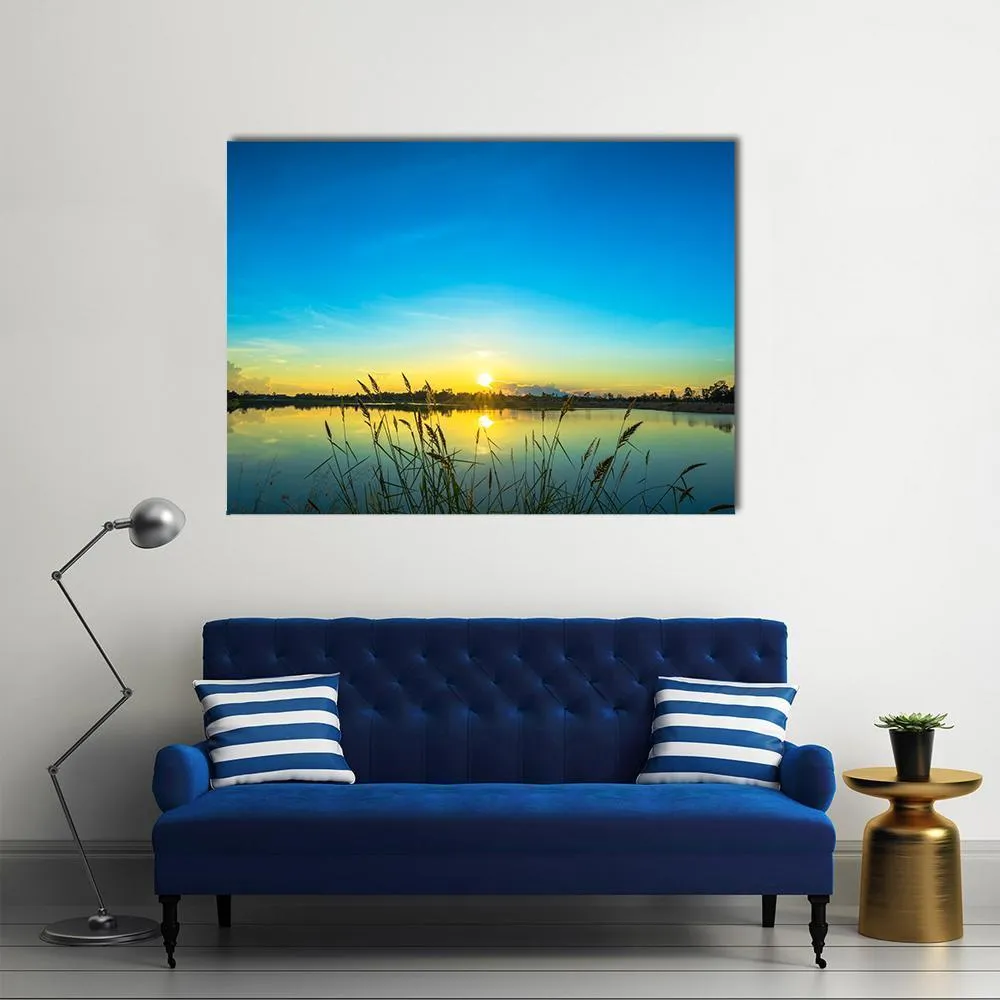 Blue Sky At Calm Lake Canvas Wall Art