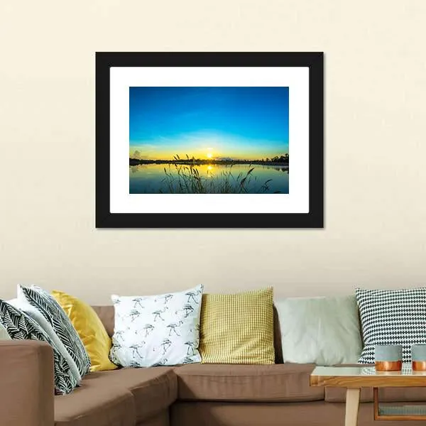 Blue Sky At Calm Lake Canvas Wall Art