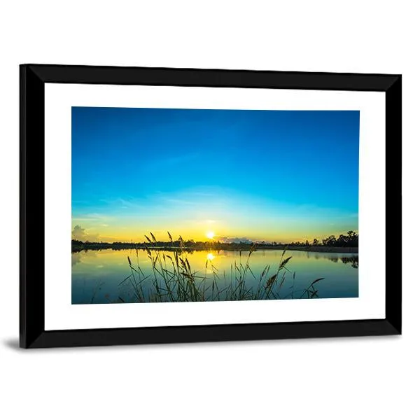 Blue Sky At Calm Lake Canvas Wall Art