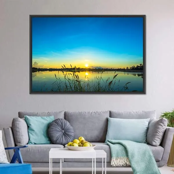 Blue Sky At Calm Lake Canvas Wall Art