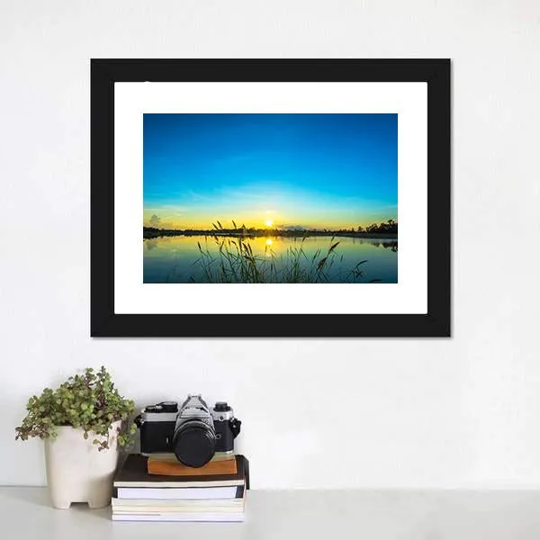 Blue Sky At Calm Lake Canvas Wall Art