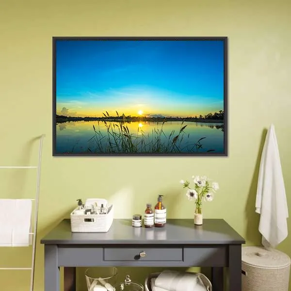 Blue Sky At Calm Lake Canvas Wall Art