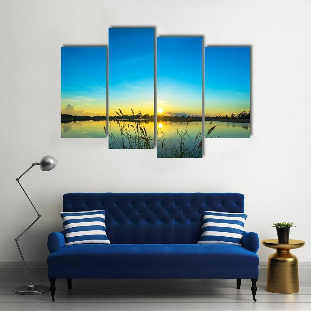 Blue Sky At Calm Lake Canvas Wall Art