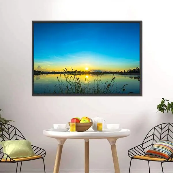 Blue Sky At Calm Lake Canvas Wall Art