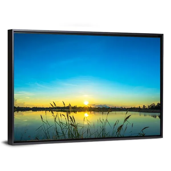 Blue Sky At Calm Lake Canvas Wall Art