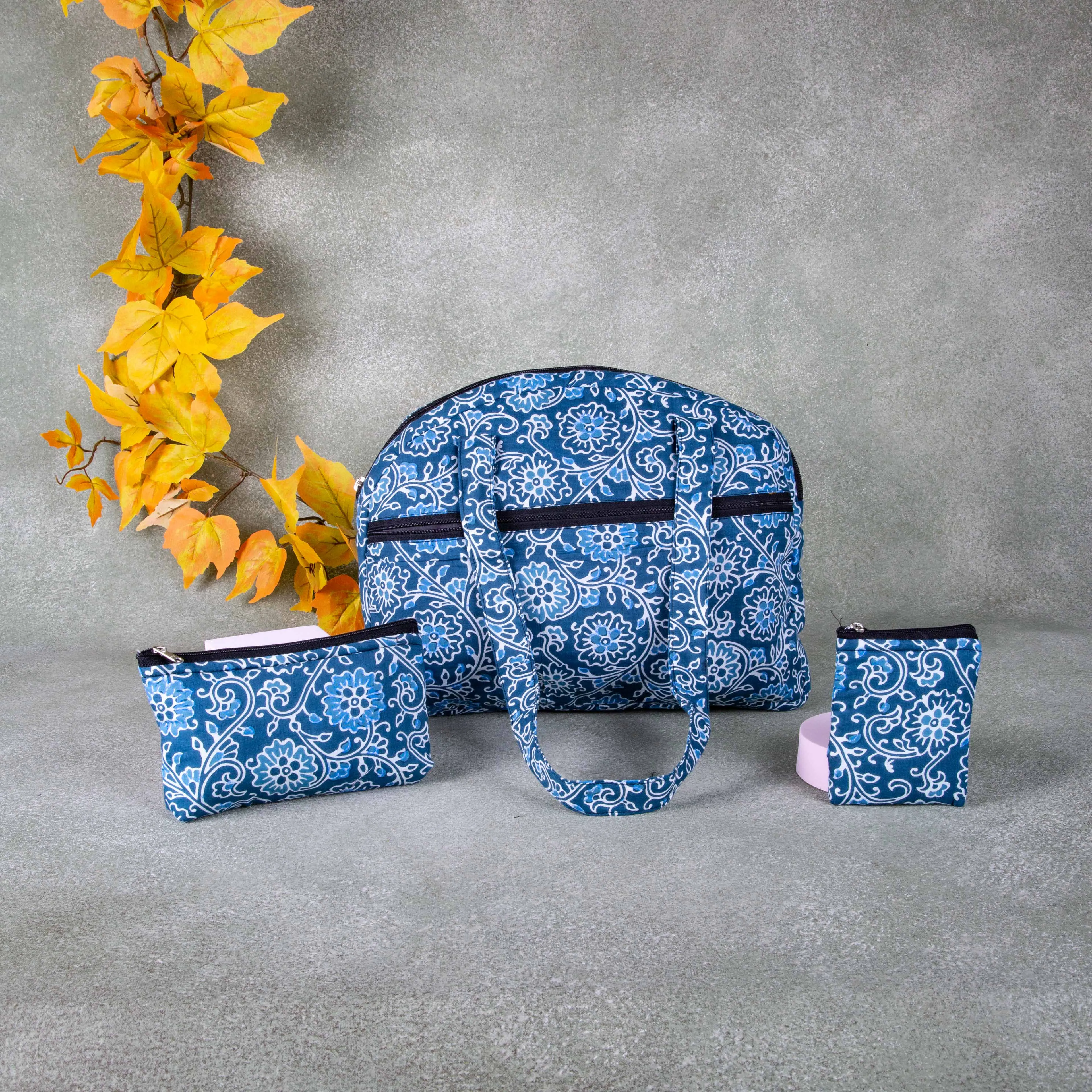 Bristlefront Everyday Tote Combo Blue with White Prints Design