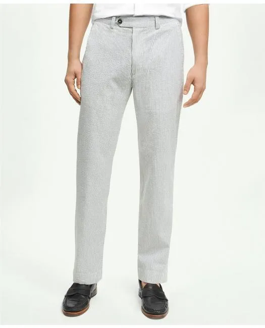 Brooks Brothers Men's Milano Slim-Fit Washed Stretch Cotton Seersucker Pants Grey