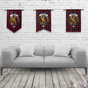 Broun Modern Tartan Gonfalon, Tartan Banner with Family Crest