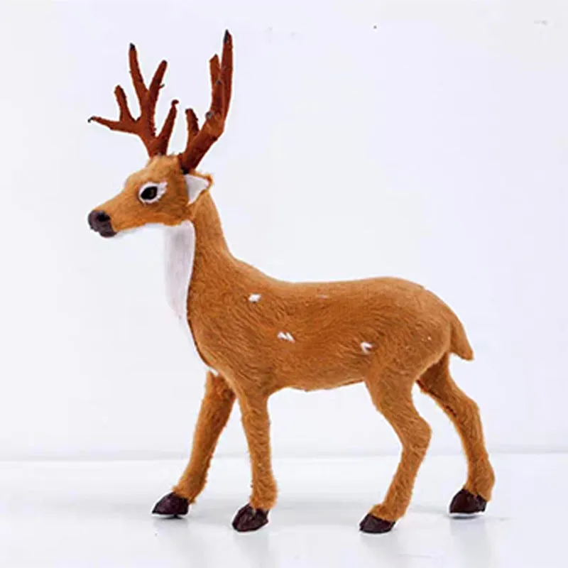 Bulk Christmas Simulation Sika Deer Ornament for Xmas Home Table Plush Toys Supplies Wholesale