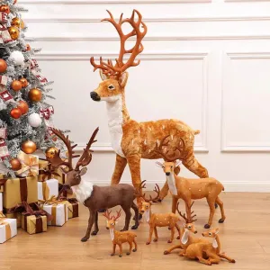 Bulk Christmas Simulation Sika Deer Ornament for Xmas Home Table Plush Toys Supplies Wholesale