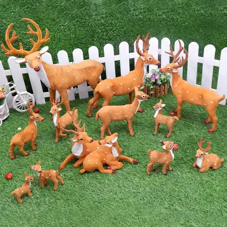 Bulk Christmas Simulation Sika Deer Ornament for Xmas Home Table Plush Toys Supplies Wholesale