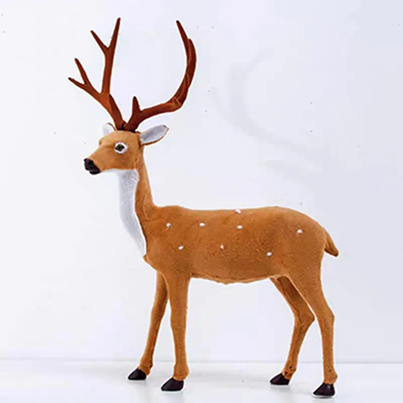 Bulk Christmas Simulation Sika Deer Ornament for Xmas Home Table Plush Toys Supplies Wholesale