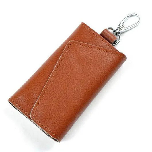 Business Card Holder Wallet 100% Genuine Leather Key Bag Unisex Solid Organizer Bag Men's Wallet Car Housekeeper Wallet QB67