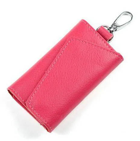 Business Card Holder Wallet 100% Genuine Leather Key Bag Unisex Solid Organizer Bag Men's Wallet Car Housekeeper Wallet QB67