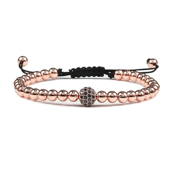 Classy Men Rose Gold Luxury Bead Bracelet