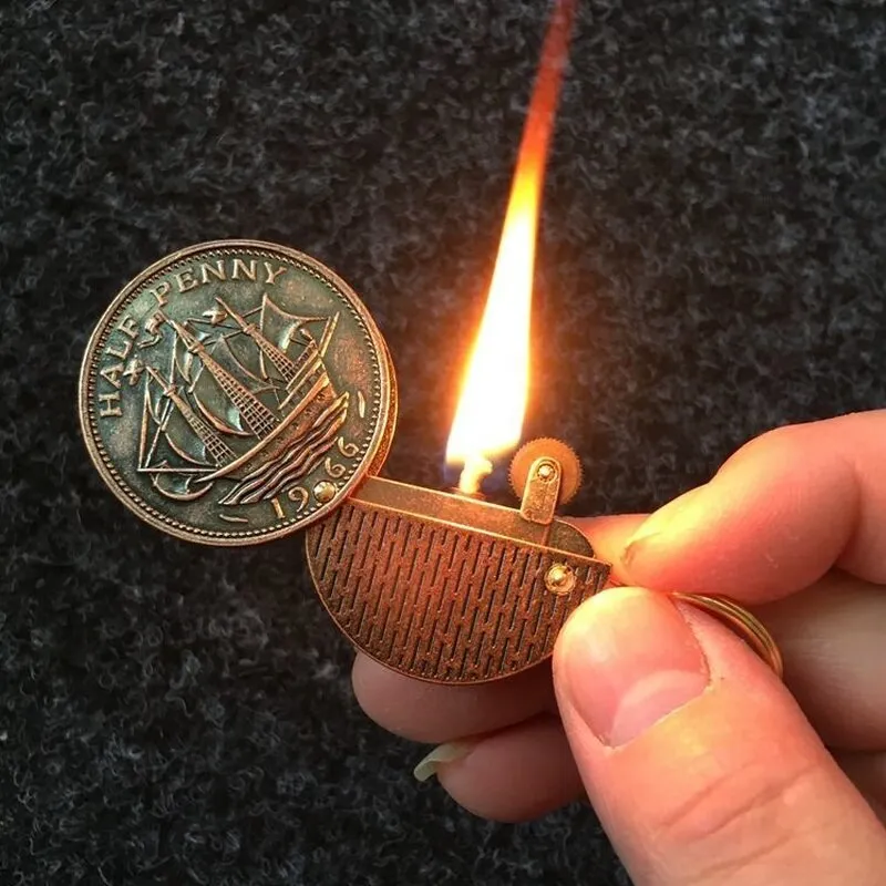 Coin Keychain Flame Kerosene Lighter