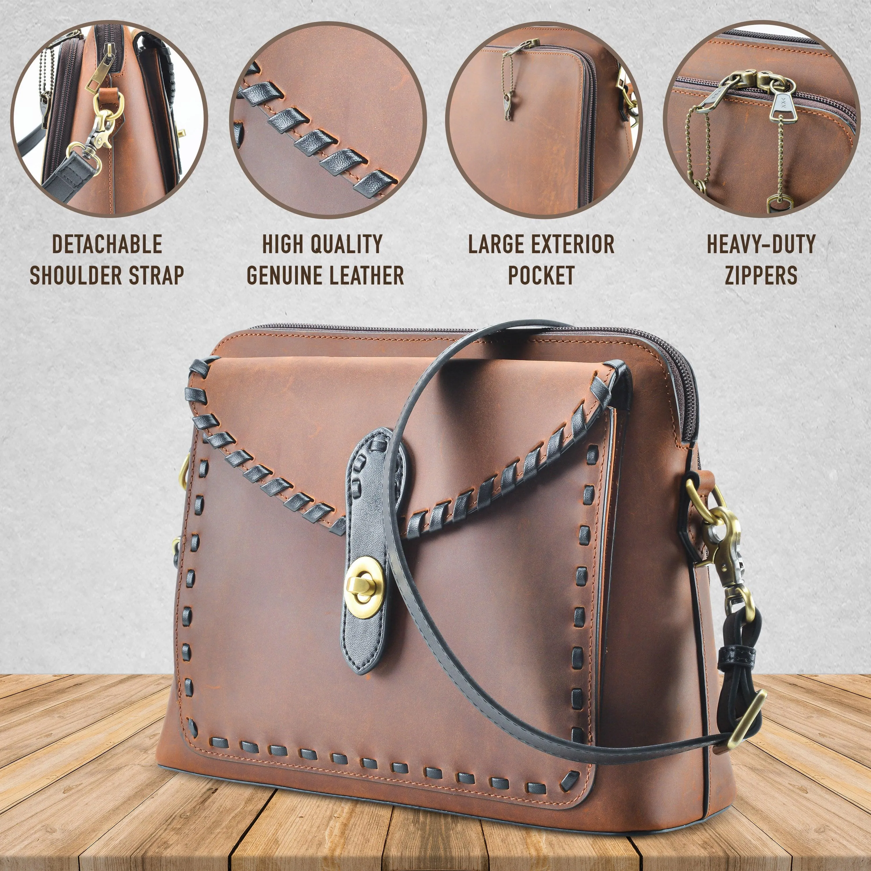 Concealed Carry Evelyn Leather Crossbody