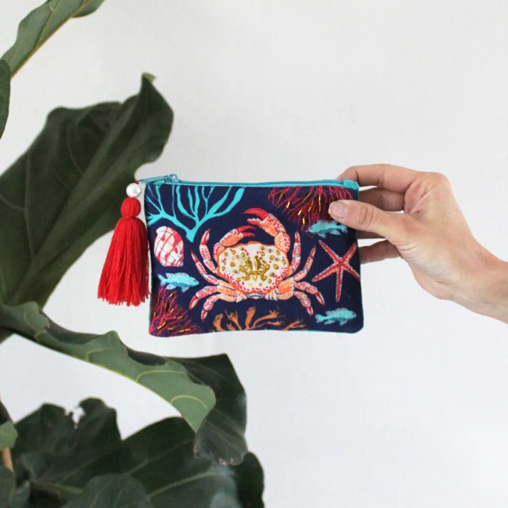 Coral Crab Purse