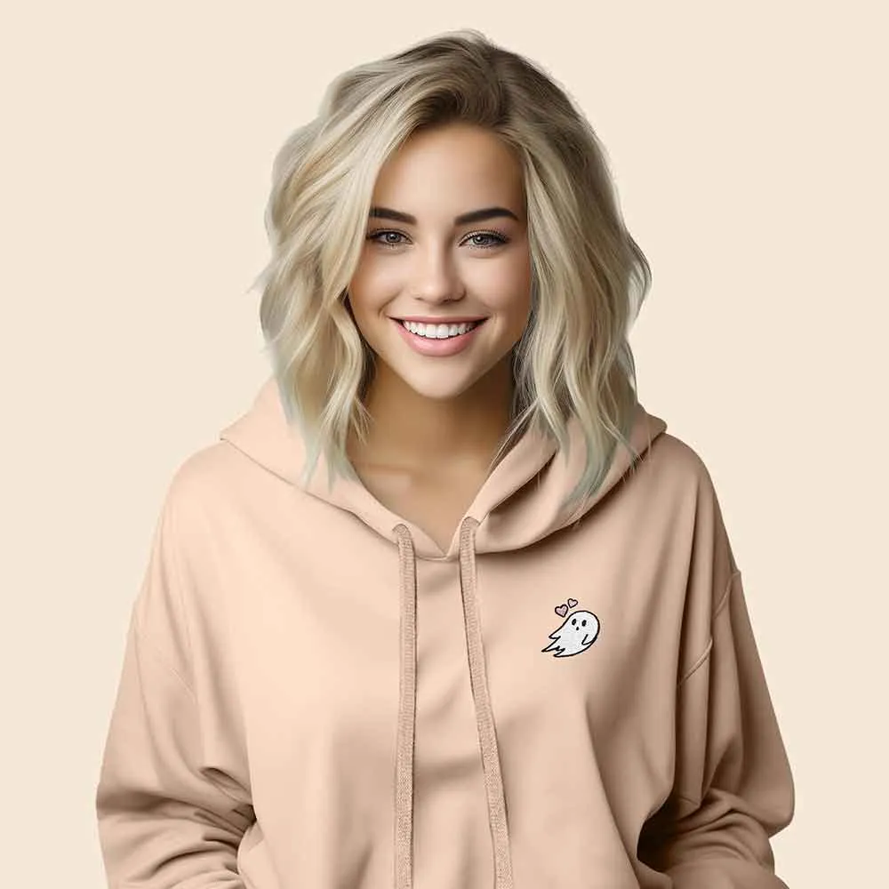 Dalix Heartly Ghost Cropped Hoodie